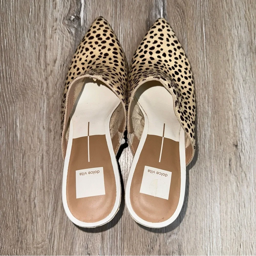 Dolce Vita Women’s Elmo Leopard Calf Hair Pointed Toe Slides Preppy Brown SZ 10 - Picture 8 of 15